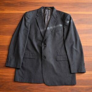 Hart Schaffner Marx for Hechts 46L Black Gray Pinstripe Blazer Sport Coat Wool